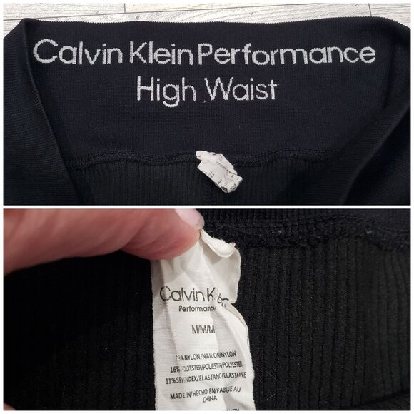 Calvin Klein Performance Ribbed Leggings High Waist Workout Black Size M EUC - Picture 7 of 11